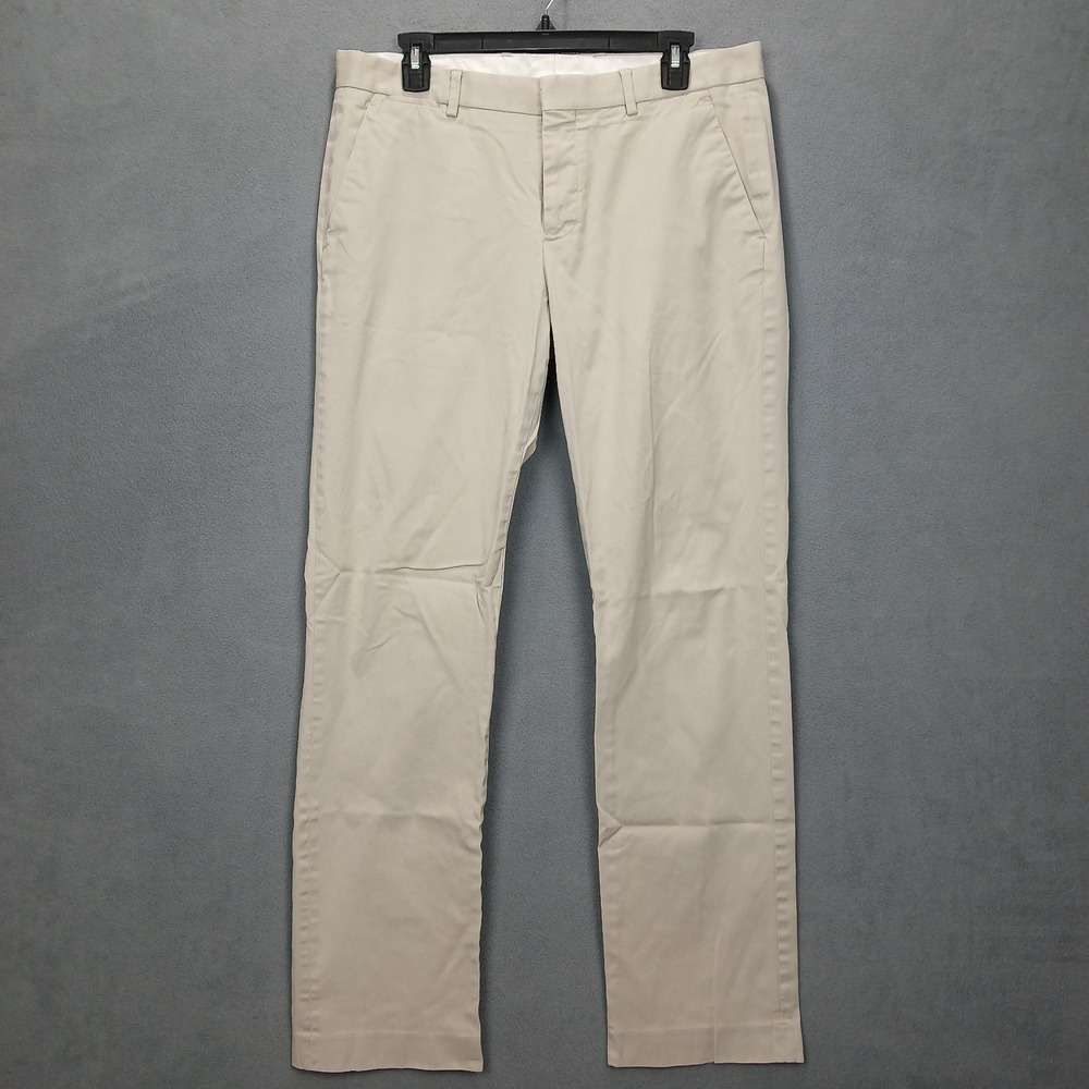 Express Photographer Dress Pants Mens 32x34 Beige Flat Front Straight Leg Formal